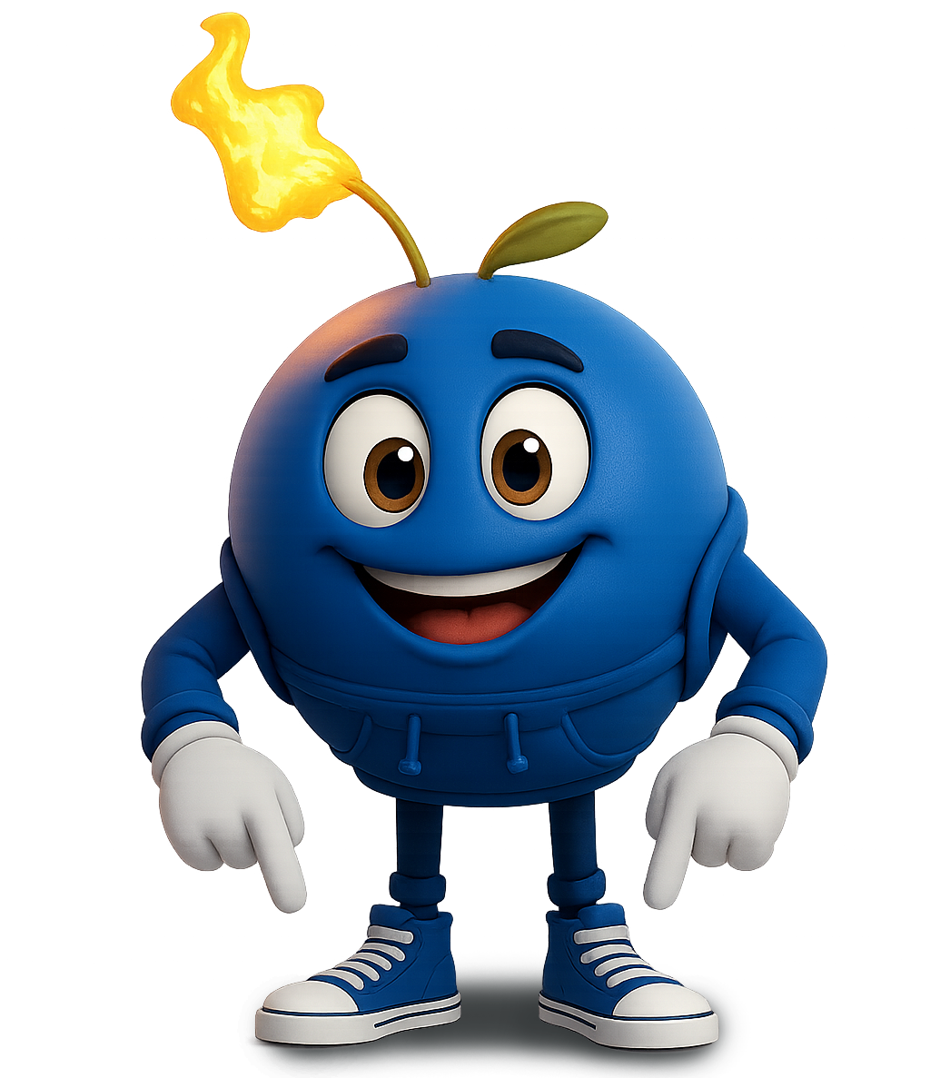 Bluey pointing down