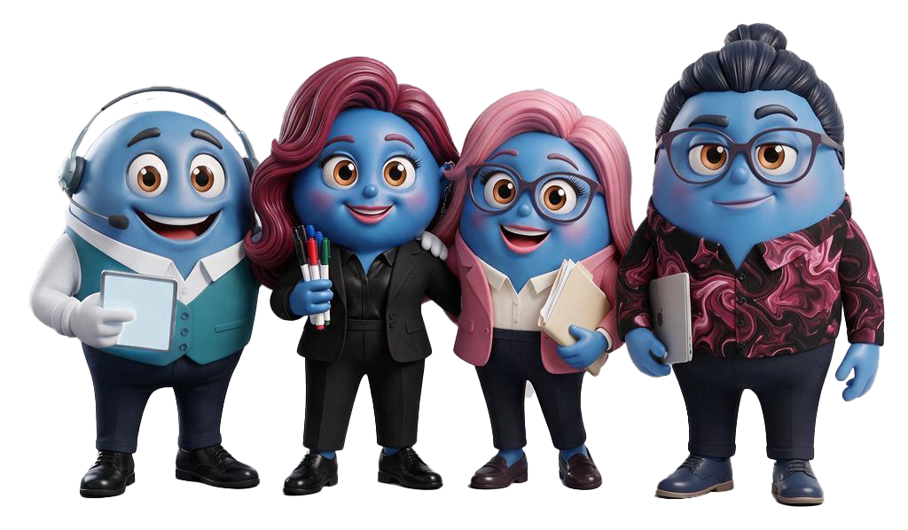Twennie's AI assistants Phil, Zoe, Sasha and Dmitri
